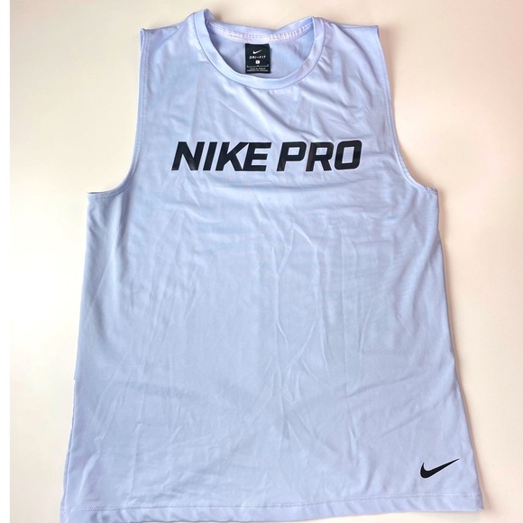 Nike Pro Dri-FIT Tank Top Womens Large Light Blue Crossover Back Muscle Tee - Picture 5 of 10